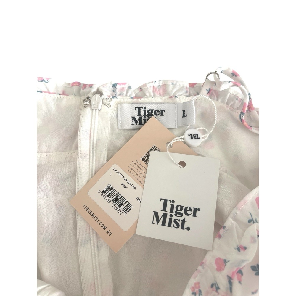 NWT Tiger Mist Claudette Pink Floral Ruffle Mini Dress Sz L Coquette Soft Girl - Picture 10 of 16